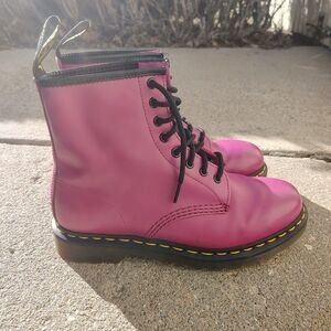 Dr. Martens 1460 Dark Pink Smooth Leather Boots (Unisex, Size 8M/9W)